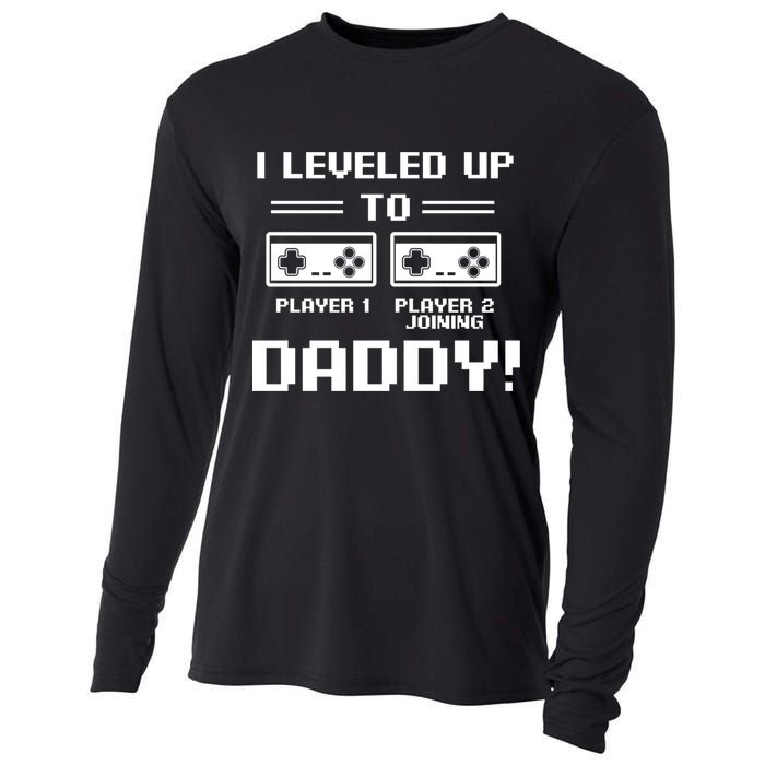 I Leveled Up To Daddy New Parent Gamer Dad Promoted Gift Cooling Performance Long Sleeve Crew