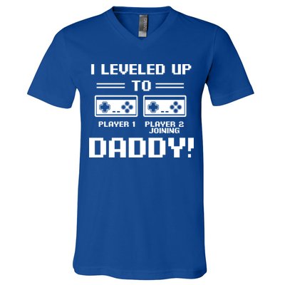 I Leveled Up To Daddy New Parent Gamer Dad Promoted Gift V-Neck T-Shirt