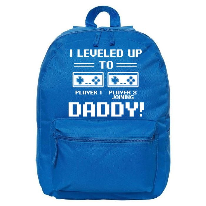 I Leveled Up To Daddy New Parent Gamer Dad Promoted Gift 16 in Basic Backpack