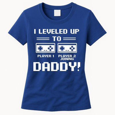 I Leveled Up To Daddy New Parent Gamer Dad Promoted Gift Womens T-Shirt