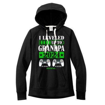 I Leveled Up To Grandpa 2024 Promoted To Level Unlocked Women's Fleece Hoodie