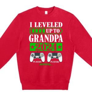 I Leveled Up To Grandpa 2024 Promoted To Level Unlocked Premium Crewneck Sweatshirt