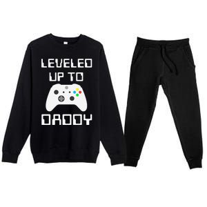 I Leveled Up To Daddy Soon To Be Daddy Dad Level Unlocked Gift Premium Crewneck Sweatsuit Set