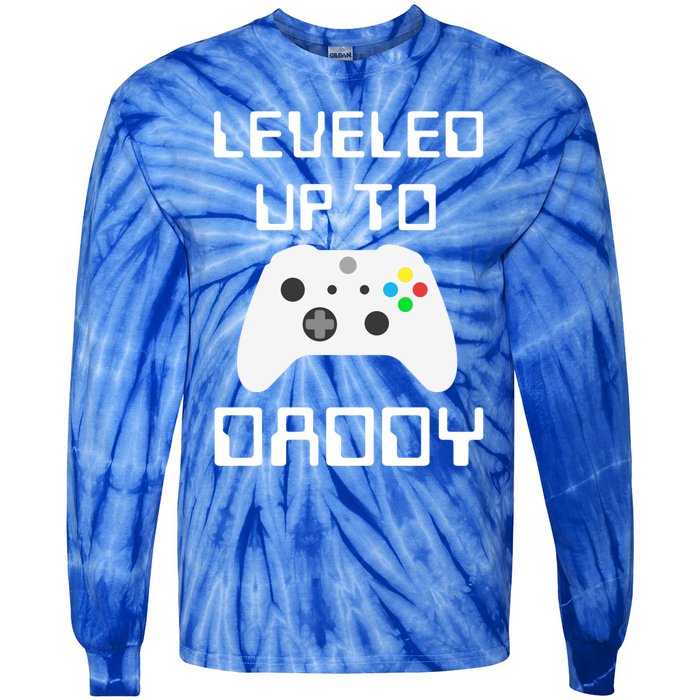 I Leveled Up To Daddy Soon To Be Daddy Dad Level Unlocked Gift Tie-Dye Long Sleeve Shirt