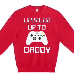 I Leveled Up To Daddy Soon To Be Daddy Dad Level Unlocked Gift Premium Crewneck Sweatshirt