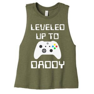 I Leveled Up To Daddy Soon To Be Daddy Dad Level Unlocked Gift Women's Racerback Cropped Tank