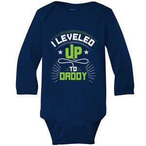 I Leveled Up To Daddy Gift For New Daddy Gift Baby Long Sleeve Bodysuit