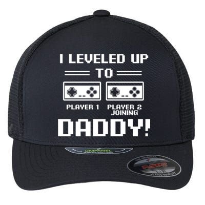 I Leveled Up To Daddy New Parent Gamer Dad Promoted Gift Flexfit Unipanel Trucker Cap