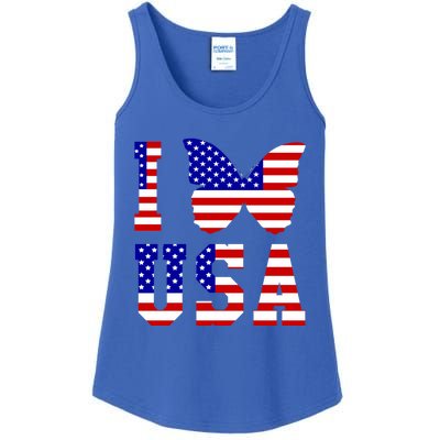 I Love Usa Butterfly Usa Flag Meaningful Gift Ladies Essential Tank