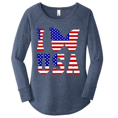 I Love Usa Butterfly Usa Flag Meaningful Gift Women's Perfect Tri Tunic Long Sleeve Shirt