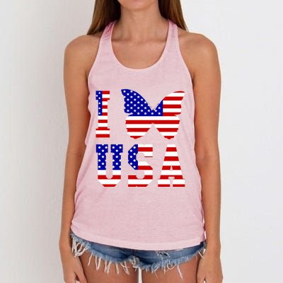 I Love Usa Butterfly Usa Flag Meaningful Gift Women's Knotted Racerback Tank