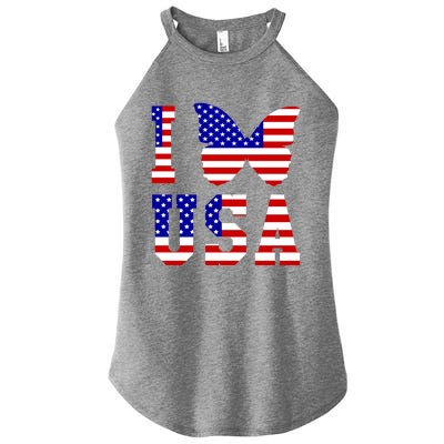 I Love Usa Butterfly Usa Flag Meaningful Gift Women’s Perfect Tri Rocker Tank