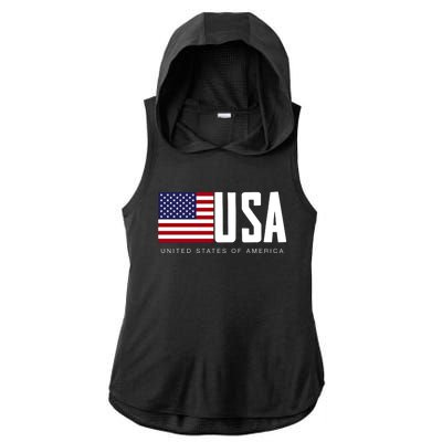 I Love Usa Enjoy Cool Usa United States Of America Flag Cute Gift Ladies PosiCharge Tri-Blend Wicking Draft Hoodie Tank