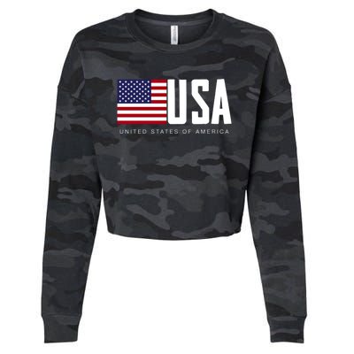 I Love Usa Enjoy Cool Usa United States Of America Flag Cute Gift Cropped Pullover Crew