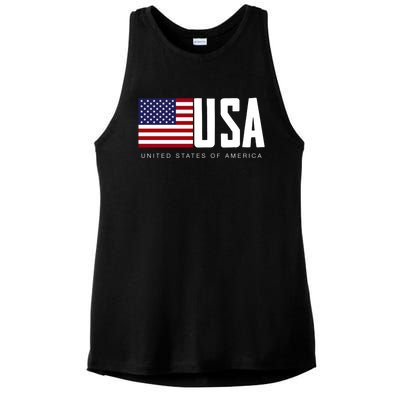 I Love Usa Enjoy Cool Usa United States Of America Flag Cute Gift Ladies PosiCharge Tri-Blend Wicking Tank