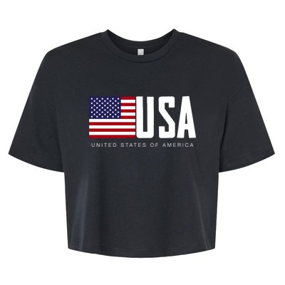 I Love Usa Enjoy Cool Usa United States Of America Flag Cute Gift Bella+Canvas Jersey Crop Tee