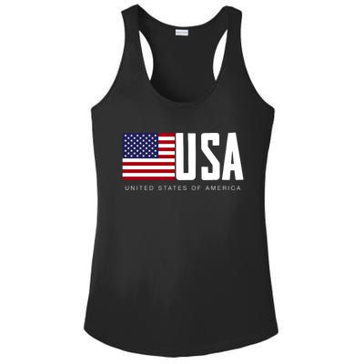 I Love Usa Enjoy Cool Usa United States Of America Flag Cute Gift Ladies PosiCharge Competitor Racerback Tank