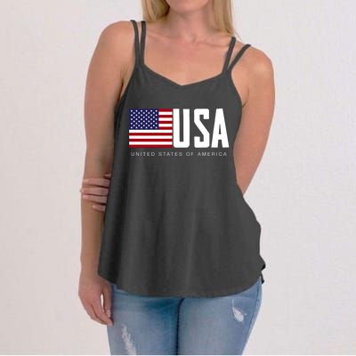 I Love Usa Enjoy Cool Usa United States Of America Flag Cute Gift Women's Strappy Tank