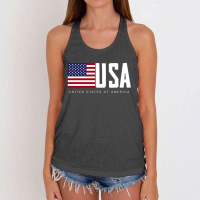 I Love Usa Enjoy Cool Usa United States Of America Flag Cute Gift Women's Knotted Racerback Tank