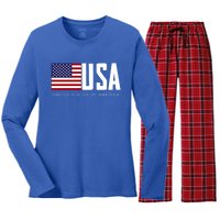 I Love Usa Enjoy Cool Usa United States Of America Flag Cute Gift Women's Long Sleeve Flannel Pajama Set 