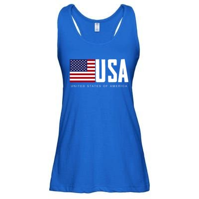 I Love Usa Enjoy Cool Usa United States Of America Flag Cute Gift Ladies Essential Flowy Tank