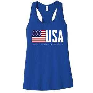 I Love Usa Enjoy Cool Usa United States Of America Flag Cute Gift Women's Racerback Tank