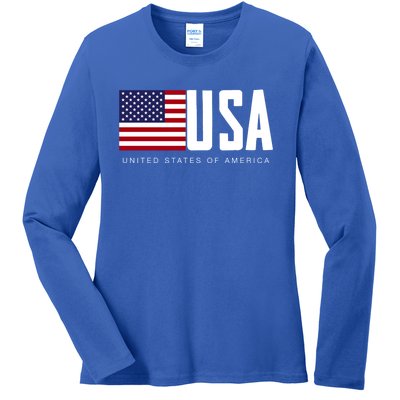 I Love Usa Enjoy Cool Usa United States Of America Flag Cute Gift Ladies Long Sleeve Shirt