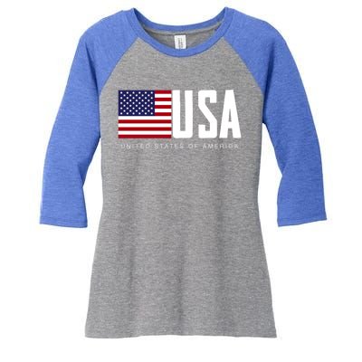 I Love Usa Enjoy Cool Usa United States Of America Flag Cute Gift Women's Tri-Blend 3/4-Sleeve Raglan Shirt