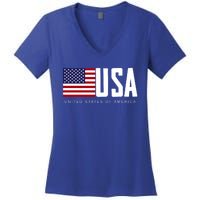 I Love Usa Enjoy Cool Usa United States Of America Flag Cute Gift Women's V-Neck T-Shirt