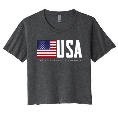 I Love Usa Enjoy Cool Usa United States Of America Flag Cute Gift Women's Crop Top Tee