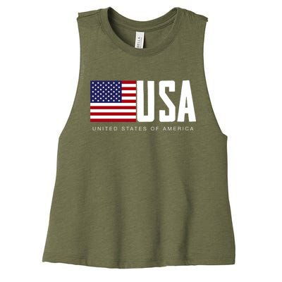 I Love Usa Enjoy Cool Usa United States Of America Flag Cute Gift Women's Racerback Cropped Tank