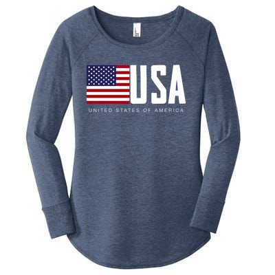 I Love Usa Enjoy Cool Usa United States Of America Flag Cute Gift Women's Perfect Tri Tunic Long Sleeve Shirt