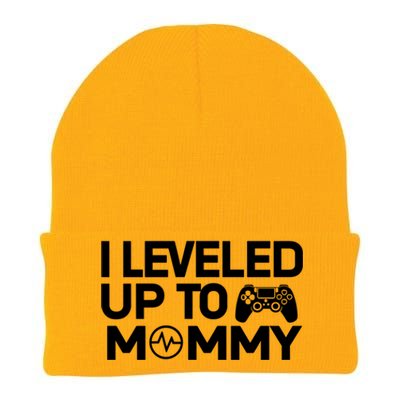 I Leveled Up To Mommy Gamer Heartbeat Soon To Be Mom Gift Knit Cap Winter Beanie