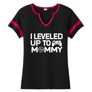 I Leveled Up To Mommy Gamer Heartbeat Soon To Be Mom Gift Ladies Halftime Notch Neck Tee