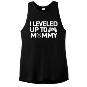 I Leveled Up To Mommy Gamer Heartbeat Soon To Be Mom Gift Ladies PosiCharge Tri-Blend Wicking Tank