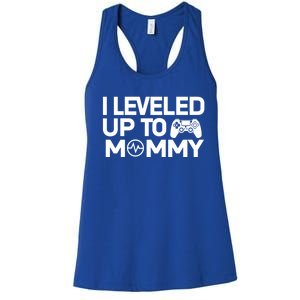 I Leveled Up To Mommy Gamer Heartbeat Soon To Be Mom Gift Women's Racerback Tank