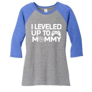 I Leveled Up To Mommy Gamer Heartbeat Soon To Be Mom Gift Women's Tri-Blend 3/4-Sleeve Raglan Shirt