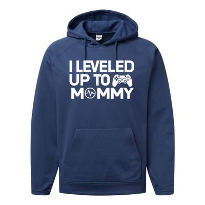 I Leveled Up To Mommy Gamer Heartbeat Soon To Be Mom Gift Performance Fleece Hoodie