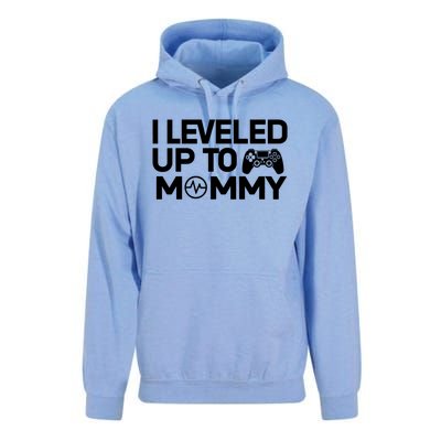 I Leveled Up To Mommy Gamer Heartbeat Soon To Be Mom Gift Unisex Surf Hoodie