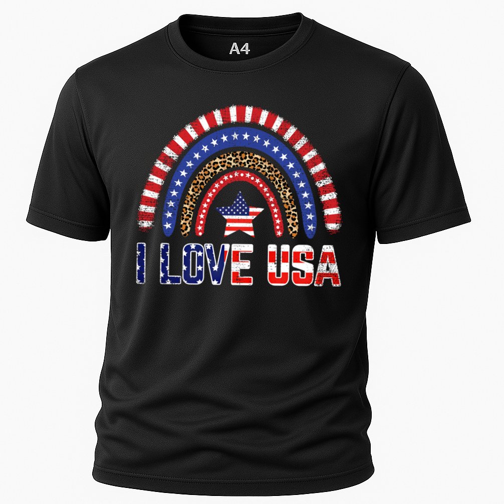 I Love Usa American Flag Rainbow Gift Cooling Performance Crew T-Shirt