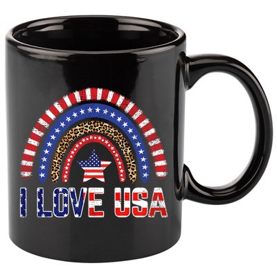 I Love Usa American Flag Rainbow Gift 11oz C Handle Ceramic Mug