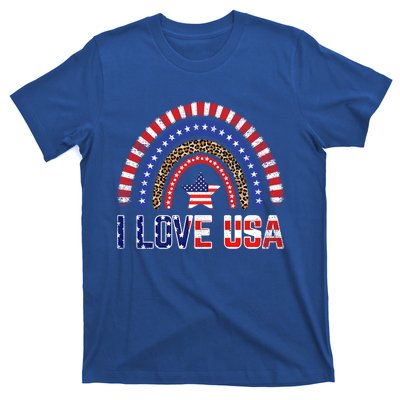 I Love Usa American Flag Rainbow Gift T-Shirt