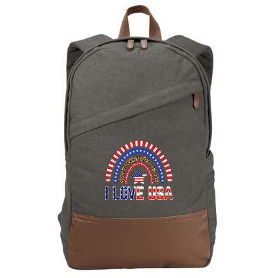 I Love Usa American Flag Rainbow Gift Cotton Canvas Backpack