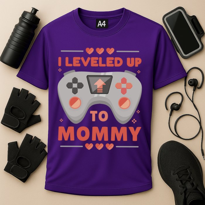 I Leveled Up To Mommy Gamer Cooling Performance Crew T-Shirt