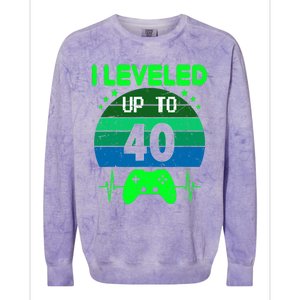 I Leveled Up To 40th Birthday Gift Video Game 40 Years Old Colorblast Crewneck Sweatshirt