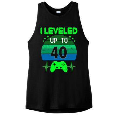 I Leveled Up To 40th Birthday Gift Video Game 40 Years Old Ladies PosiCharge Tri-Blend Wicking Tank