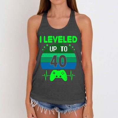 I Leveled Up To 40th Birthday Gift Video Game 40 Years Old Women's Knotted Racerback Tank