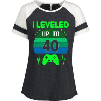 I Leveled Up To 40th Birthday Gift Video Game 40 Years Old Enza Ladies Jersey Colorblock Tee