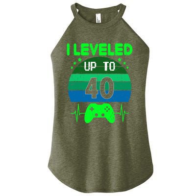 I Leveled Up To 40th Birthday Gift Video Game 40 Years Old Women's Perfect Tri Rocker Tank