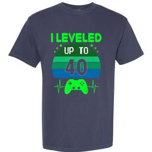 I Leveled Up To 40th Birthday Gift Video Game 40 Years Old Garment-Dyed Heavyweight T-Shirt